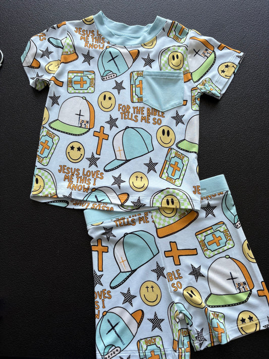 TWO PIECE SHORT SET - JESUS LOVES ME