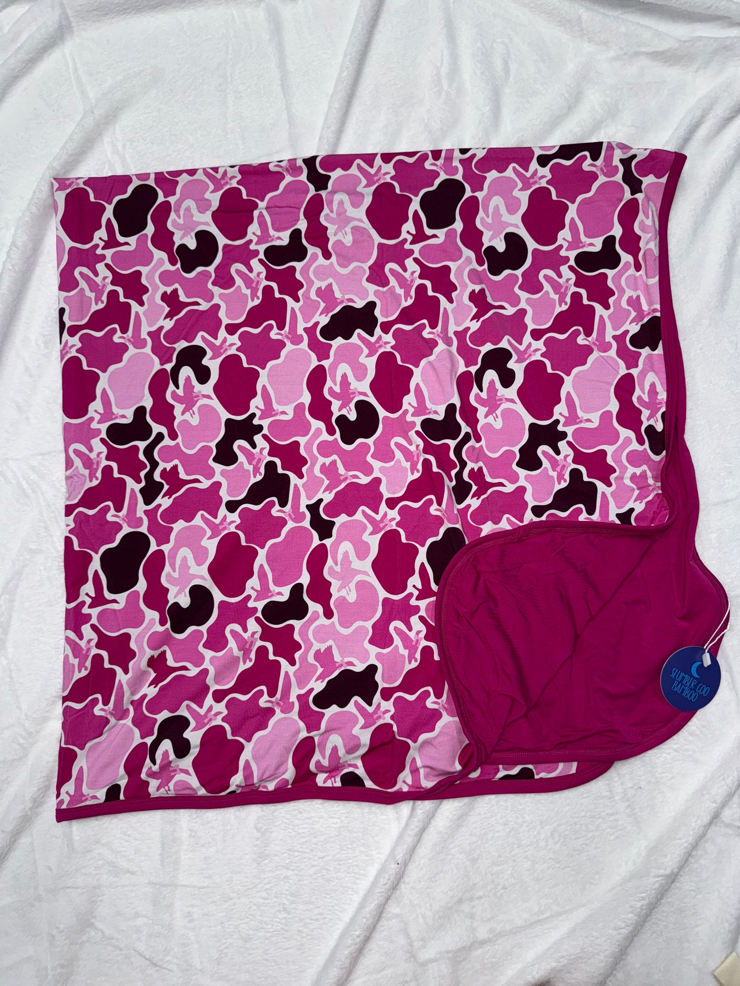 DOUBLE LAYER BLANKET - PINK CAMO