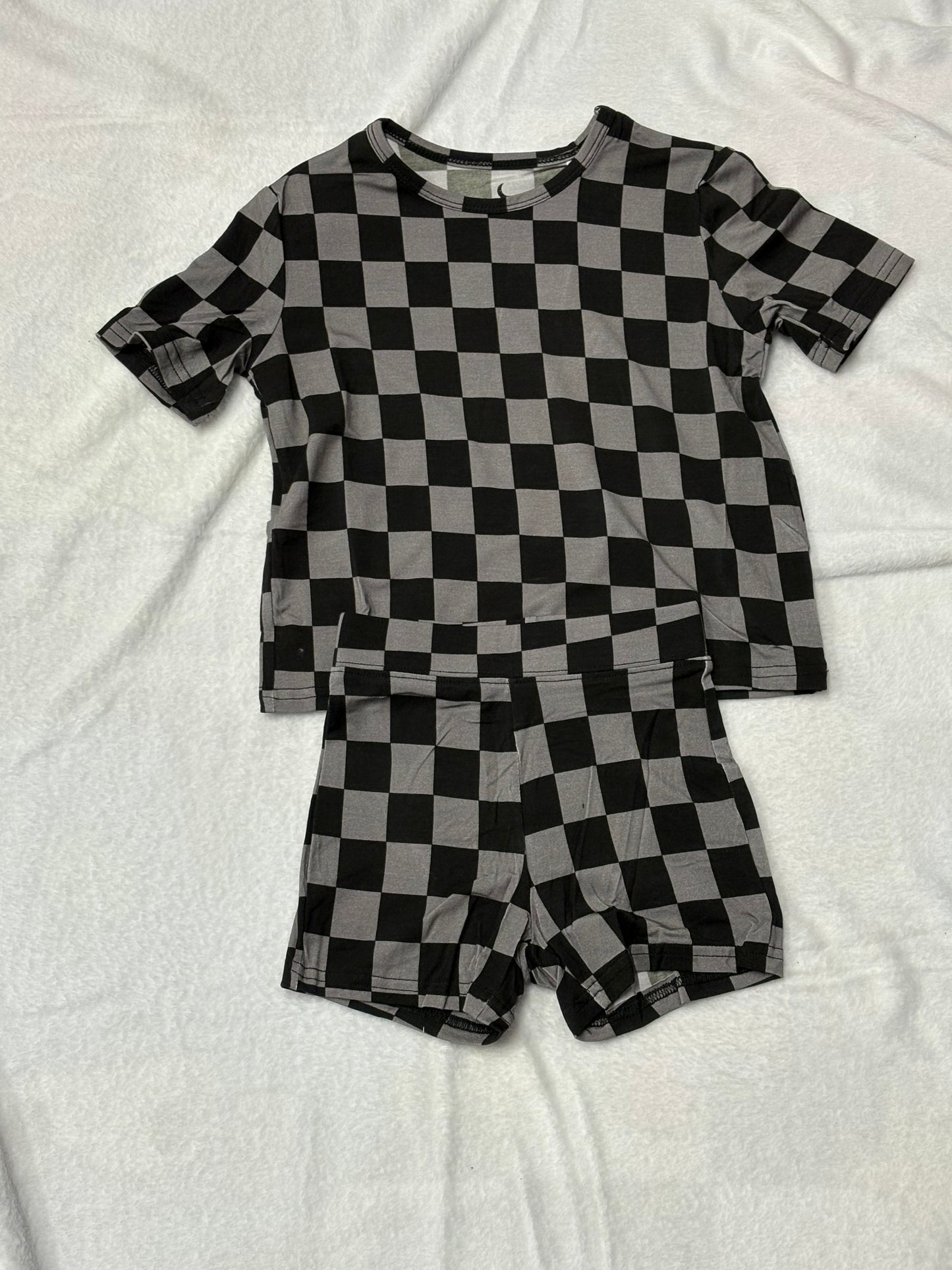 TWO PIECE BOXY SS SET - MIDNIGHT CHECKS