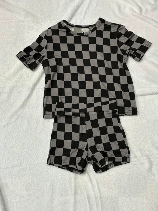 TWO PIECE BOXY SS SET - MIDNIGHT CHECKS