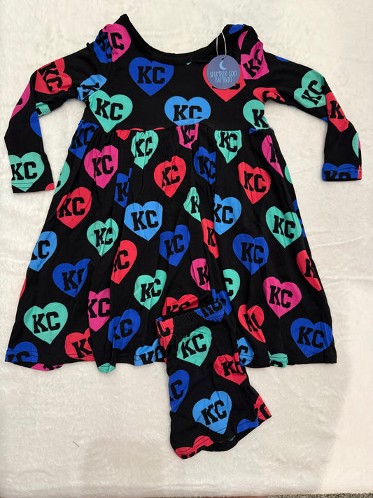 TWIRL DRESS LONG SLEEVE - KC HEART