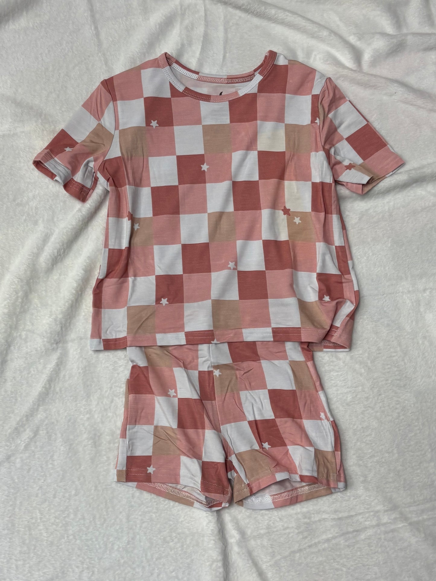 TWO PIECE BOXY SS SET - LAINEY CHECKS