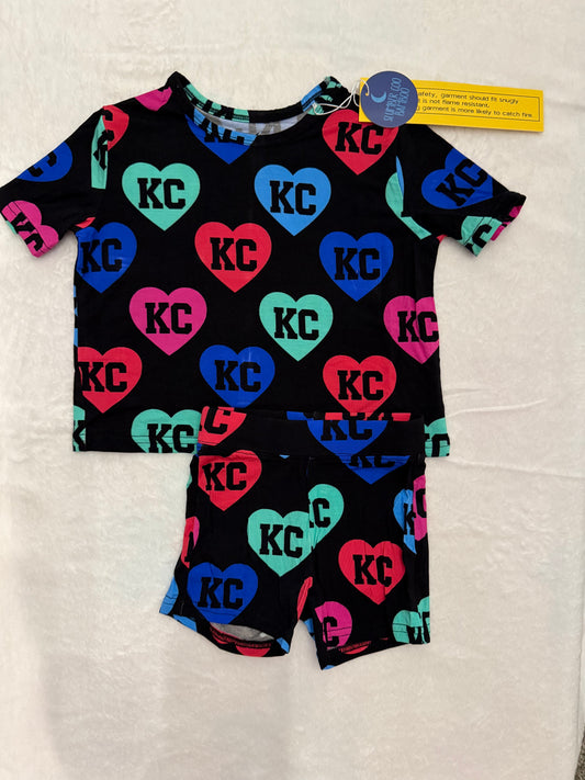 TWO PIECE BOXY SS SET - KC HEART