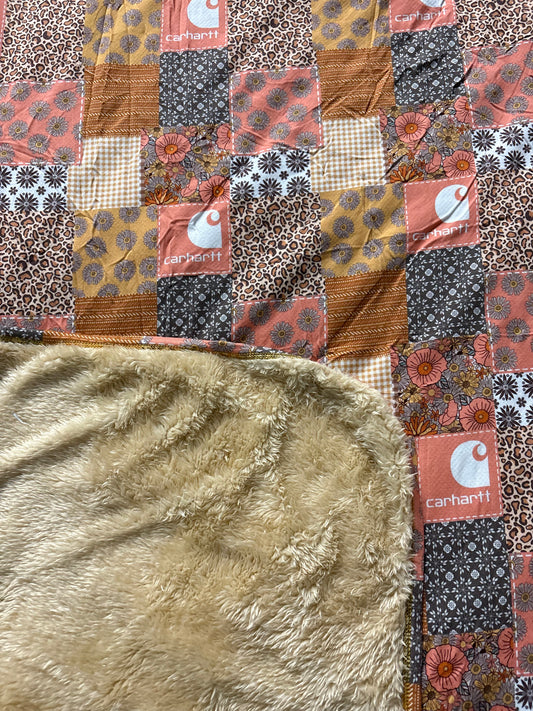 Floral Oversized bamboo/minky blanket