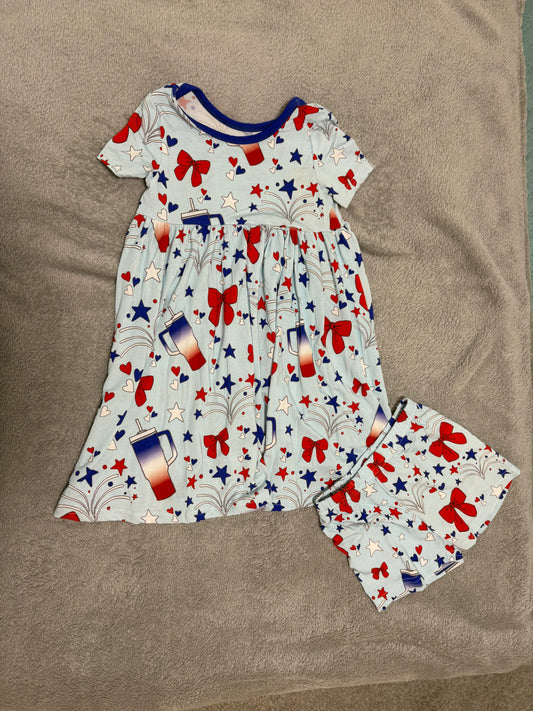 TWIRL DRESS W/ SHORTS - GIRL LET FREEDOM RING